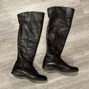 Little Eric Italian Leather Boots Over Knee Brown Italy Size 36 Flat No Heel